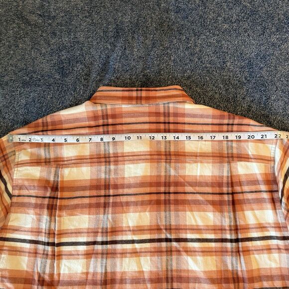 Duck Camp Flannel Shirt Mens 2XL Brown Plaid Button Up Hiking Camping Fishing - Picture 10 of 12
